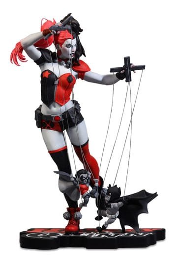 DC COMICS RED WHITE AND BLACK STATUE HARLEY QUINN BY EMANUELA LUPACCHINO 18 CM